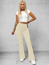 Women's leggings with wide legs - ecru OZONEE O/KTK006-J