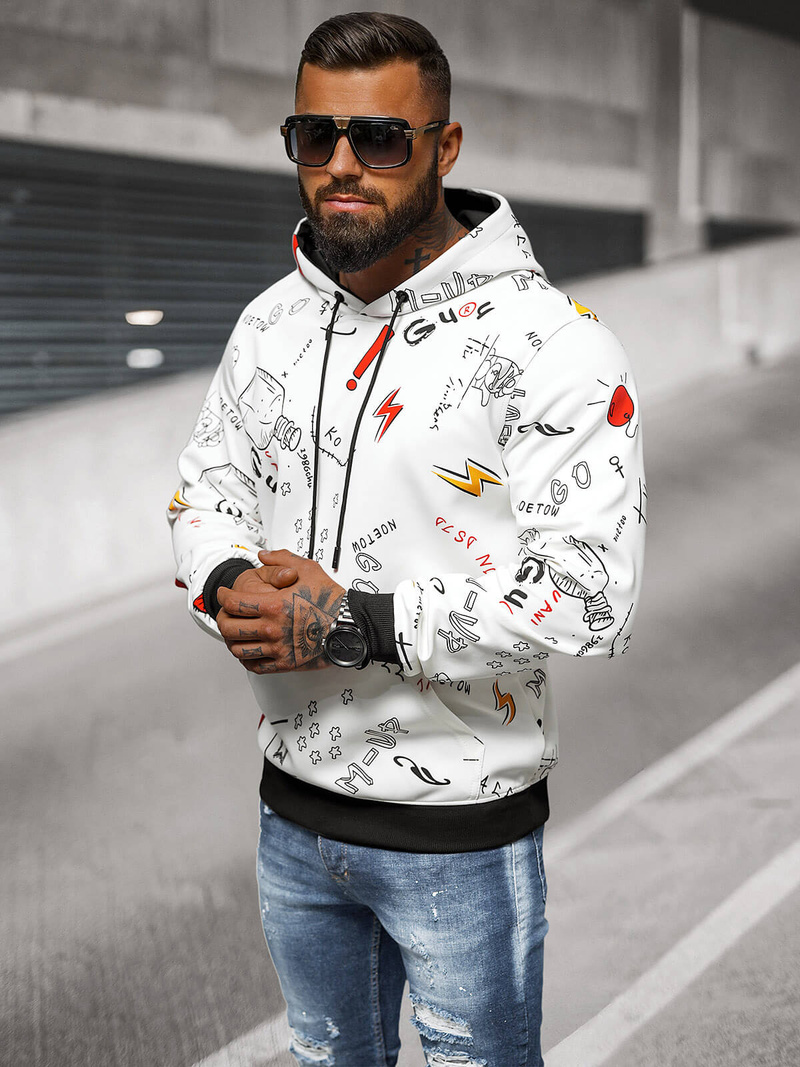 Men's Hoodie - White OZONEE JS/8B1223/1