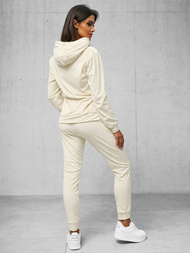 Women's Velour Tracksuit Set - Ecru OZONEE O/8C1175/155Z