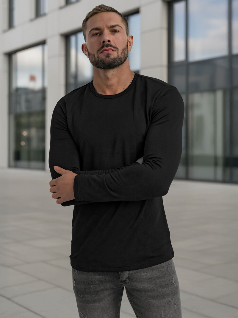 Men's Long Sleeve T-shirt - Black OZONEE JS/DB71/1