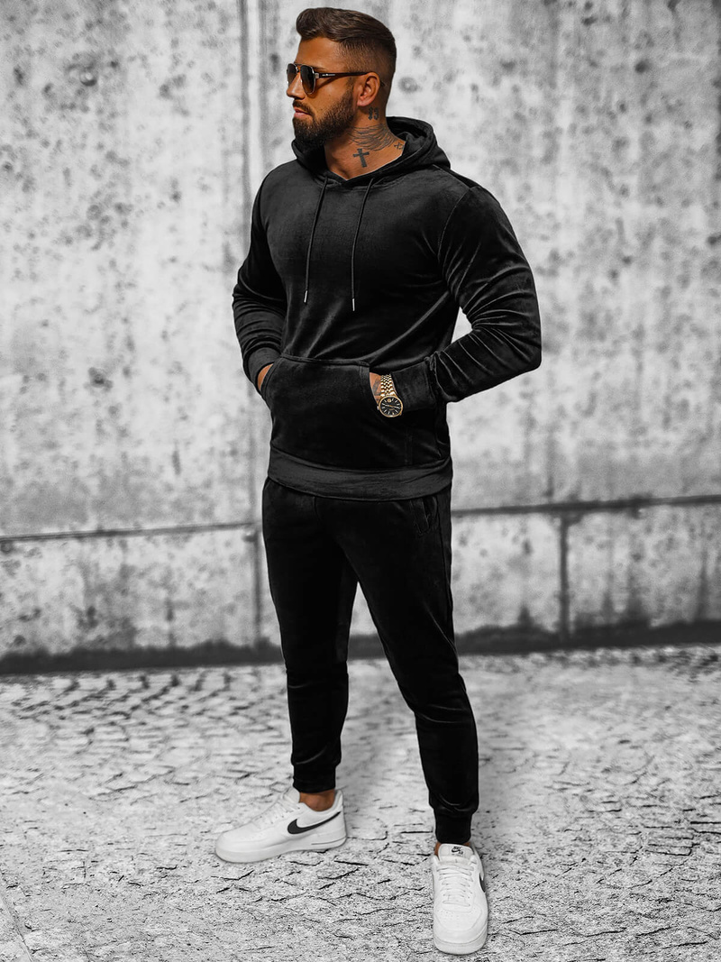 Men's Velour Tracksuit - Black OZONEE JS/8C1171/3
