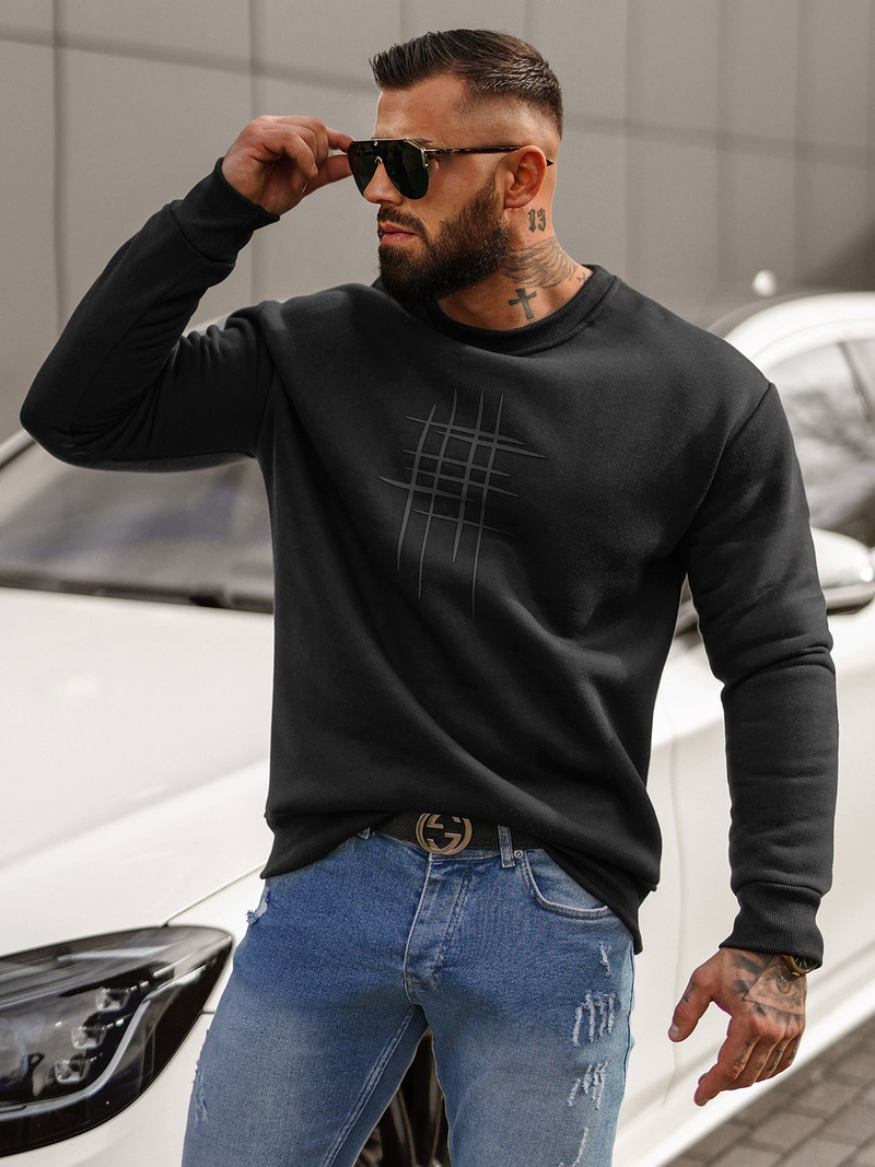 Men's Sweatshirt - Black OZONEE JS/8B1361/3