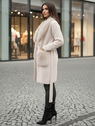 Women's coat - beige OZONEE JS/53M5200/155Z