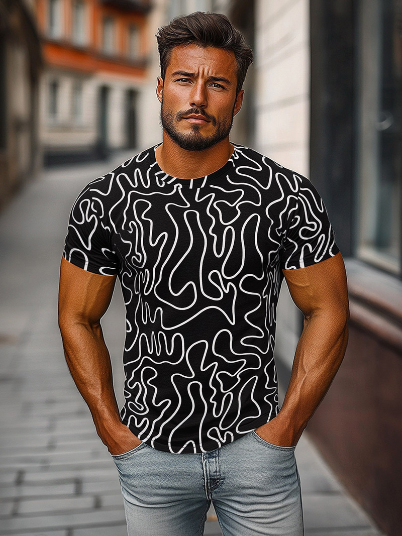 Men's T-shirt - Black OZONEE JS/8T1198/3Z