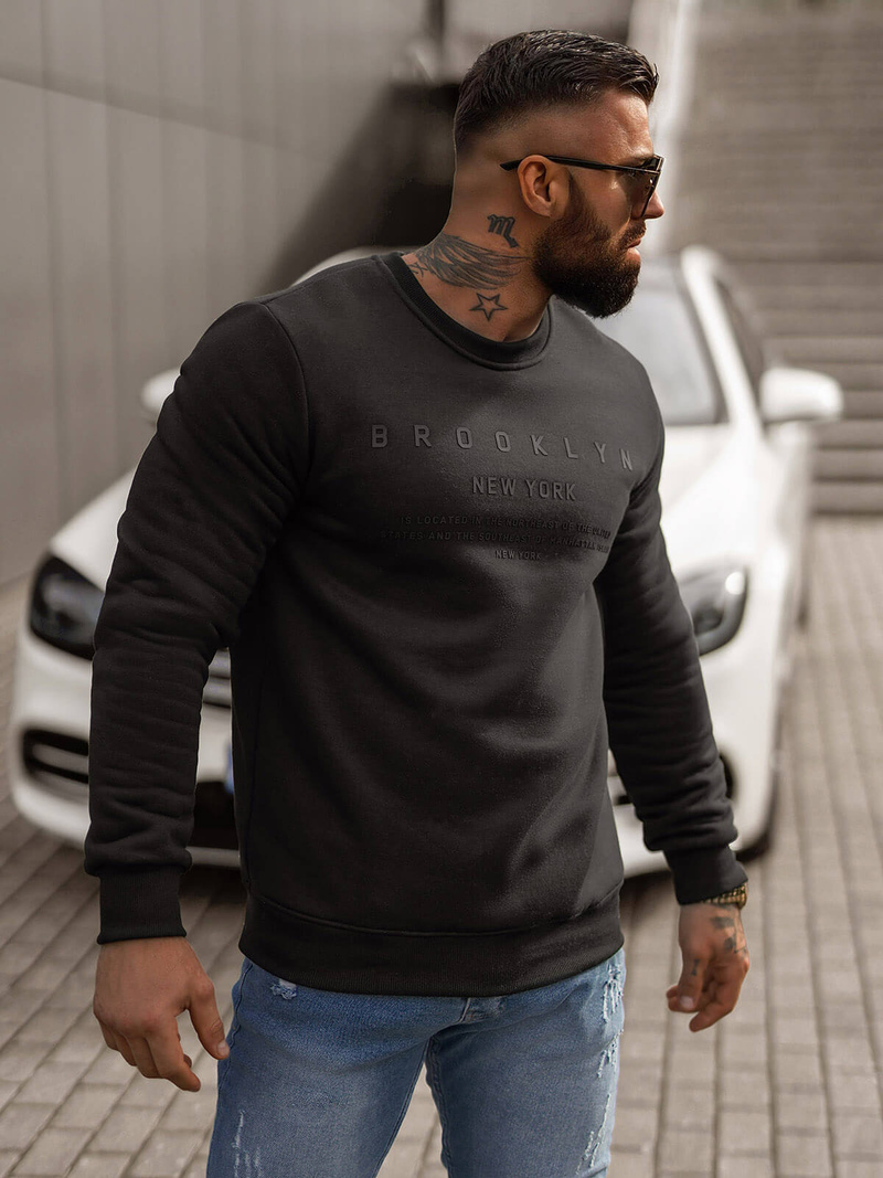 Men's Sweatshirt - Black OZONEE JS/8B1360/3