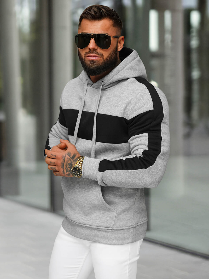 Men's Hoodie - Grey OZONEE JS/8B1309/2