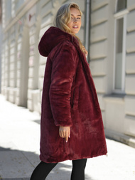Women's long winter jacket - burgundy OZONEE JS/5M3352/1