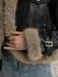 Women's Leather Jacket - Black OZONEE JS/61M8517/392