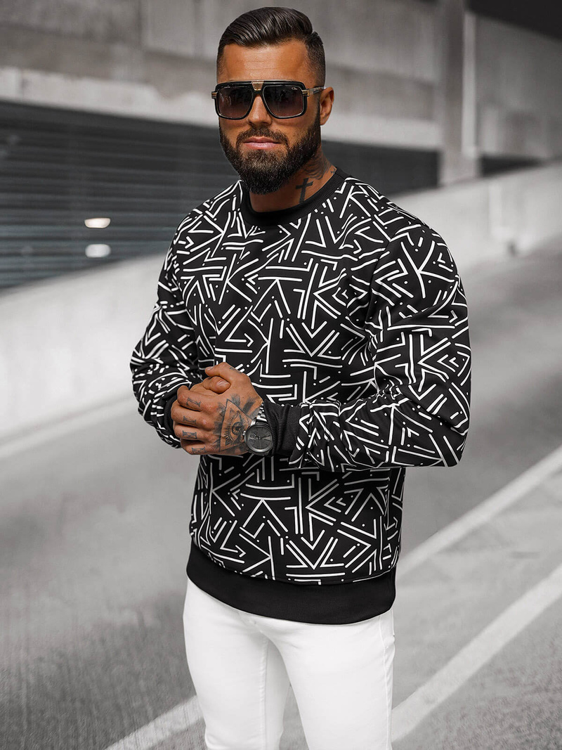 Men's Sweatshirt - Black OZONEE JS/8B1219/3