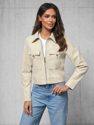 Women's Leather Jacket Beige OZONEE O/G117