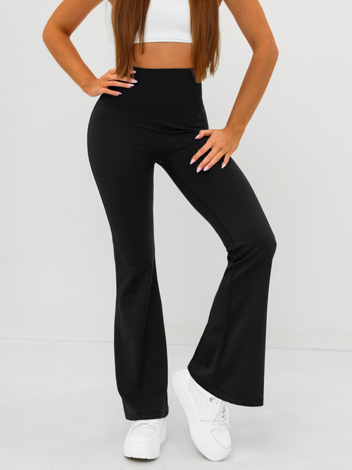Women's leggings with wide legs - black OZONEE JS/17K587/3