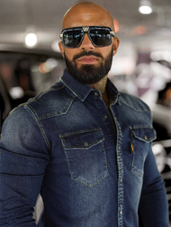 Men's denim shirt - dark blue OZONEE O/51410