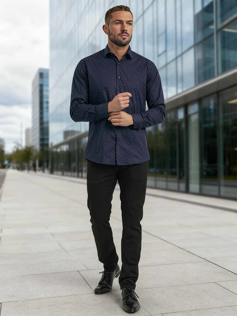 Men's Shirt - Navy Blue OZONEE V/V183