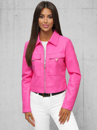 Women's Leather Jacket Pink OZONEE O/G117Z