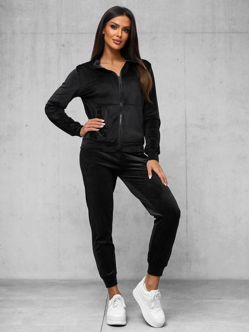 Women's Velour Tracksuit Set - Black OZONEE JS/35C1610/3