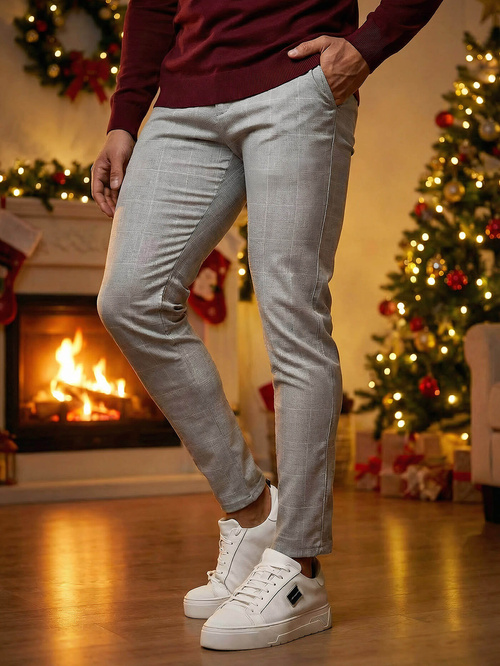 Men's Chino Trousers - Grey OZONEE DJ/5505Z