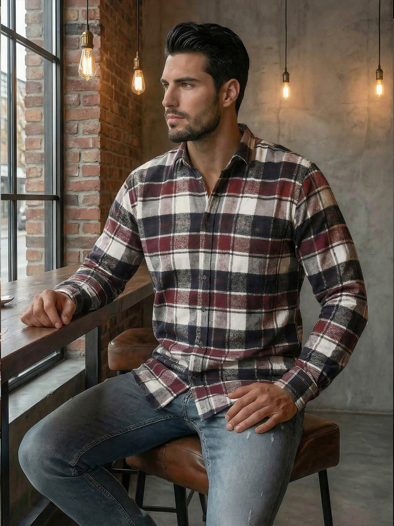 Men's Shirt - Burgundy OZONEE V/V174Z