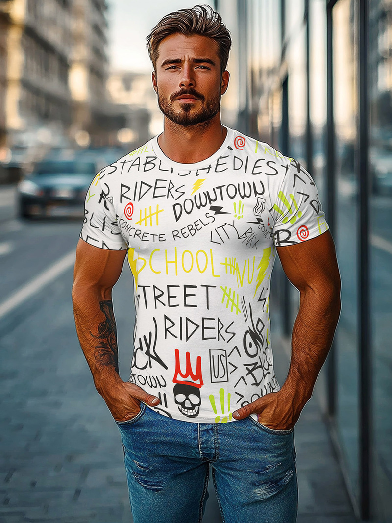 Men's T-shirt - White OZONEE JS/8T1212/1Z