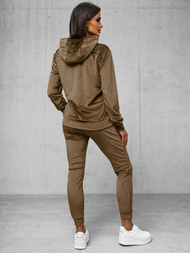 Women's Velour Tracksuit Set - Light Brown OZONEE O/8C1175/162Z