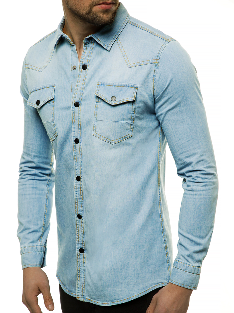 Men's Denim Shirt - Light Blue OZONEE R/3053