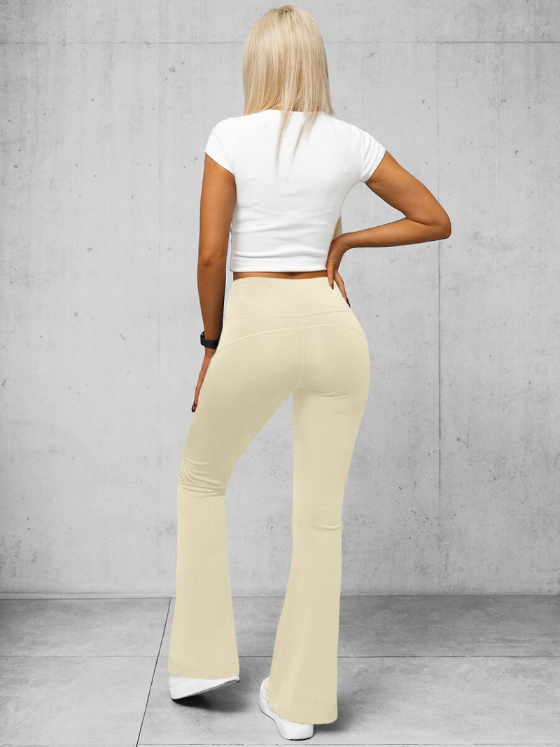 Women's leggings with wide legs - ecru OZONEE O/KTK006-J