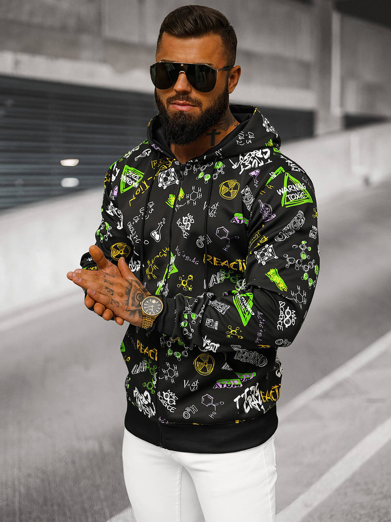 Men's Hoodie - Black OZONEE JS/8B1186/3