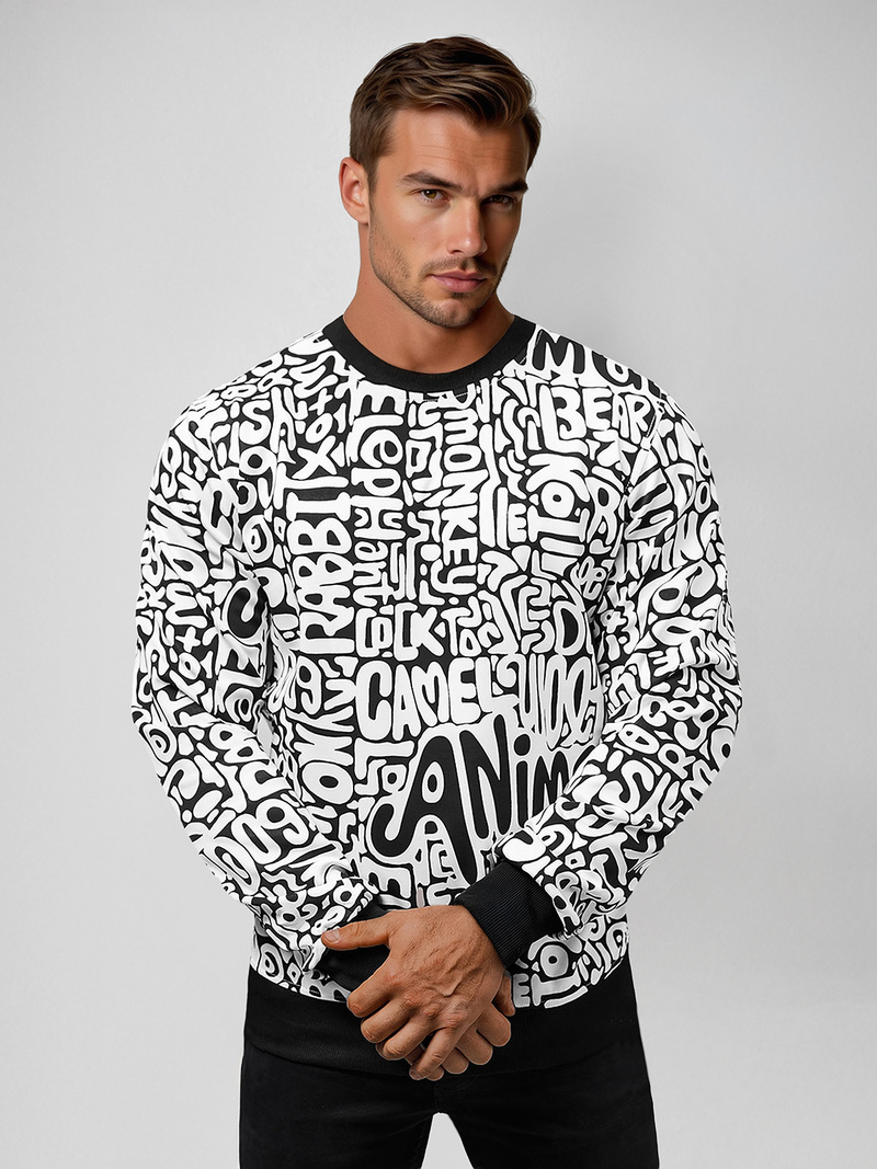 Men's Sweatshirt - White OZONEE JS/8B1131/1Z