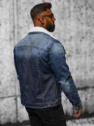 Men's Denim Jacket Sherpa Dark Blue OZONEE NB/MJ516BSZ