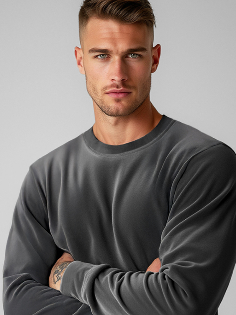 Men's Velour Sweatshirt - Anthracite OZONEE JS/8B1166/6