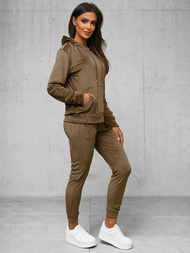 Women's Velour Tracksuit Set - Light Brown OZONEE O/8C1175/162Z