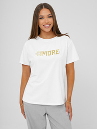 Women's T-shirt - White/Gold OZONEE JS/YJ77716