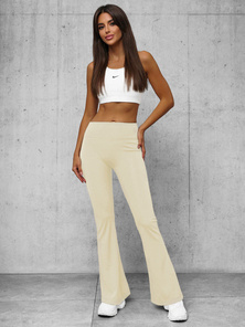 Women's leggings with wide legs - ecru OZONEE O/KTK006-J