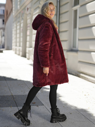 Women's long winter jacket - burgundy OZONEE JS/5M3352/1