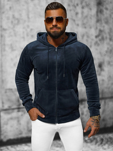 Men's Velour Hoodie - Navy Blue OZONEE JS/8B1168/25