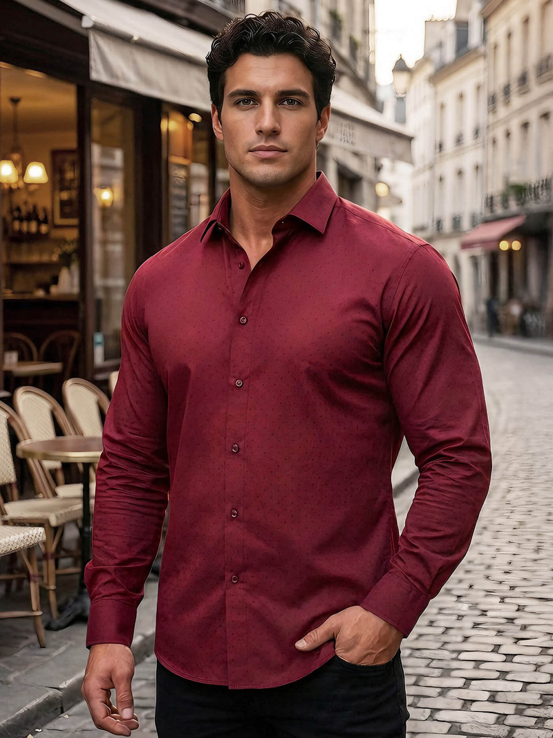 Men's Shirt - Burgundy OZONEE V/V182Z