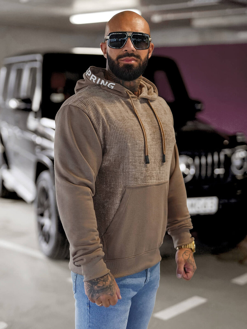 Men's Hoodie - Dark Beige OZONEE O/3C505