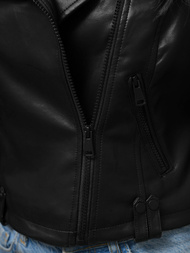 Women's Leather Jacket - Black OZONEE JS/11Z8130