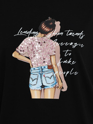 Women's T-shirt - Black OZONEE JS/95T2573/3