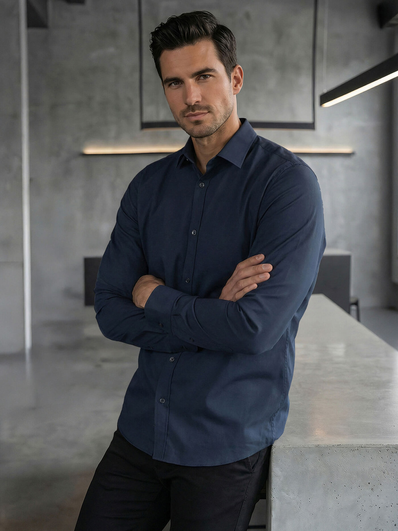 Men's Shirt - Navy Blue OZONEE V/V188Z