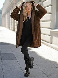 Women's long winter jacket - chocolate OZONEE JS/5M3352/158