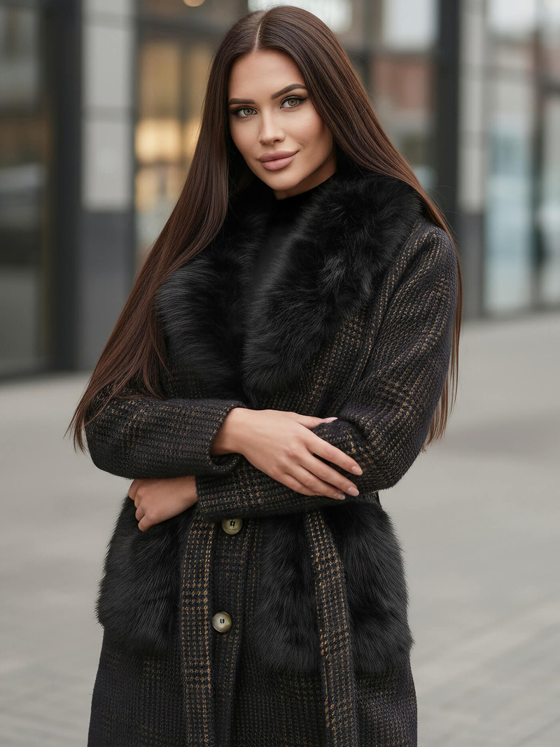 Women's coat - black OZONEE JS/53M5200/1Z