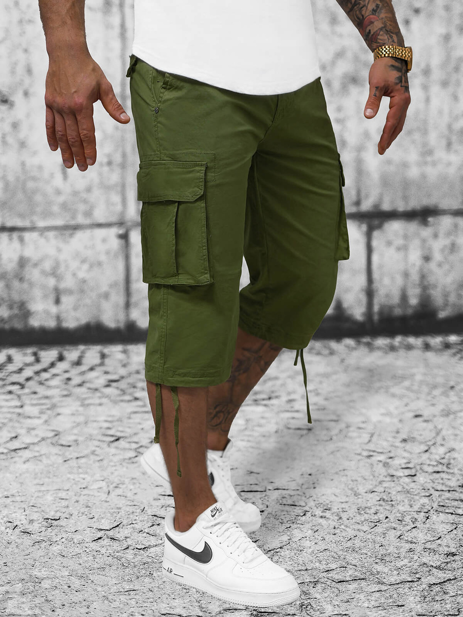 Men's Chino Shorts 3/4 Green OZONEE T/XX160082/3 - Men's
