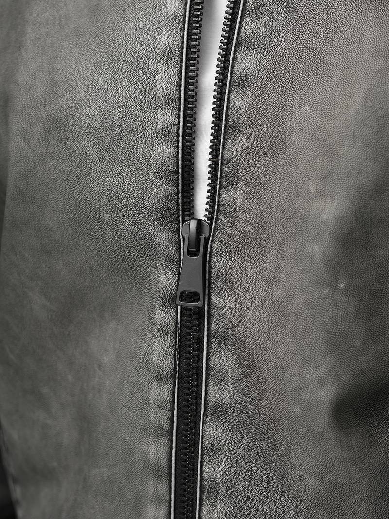 Men's Leather Jacket - Anthracite OZONEE JS/11Z8107