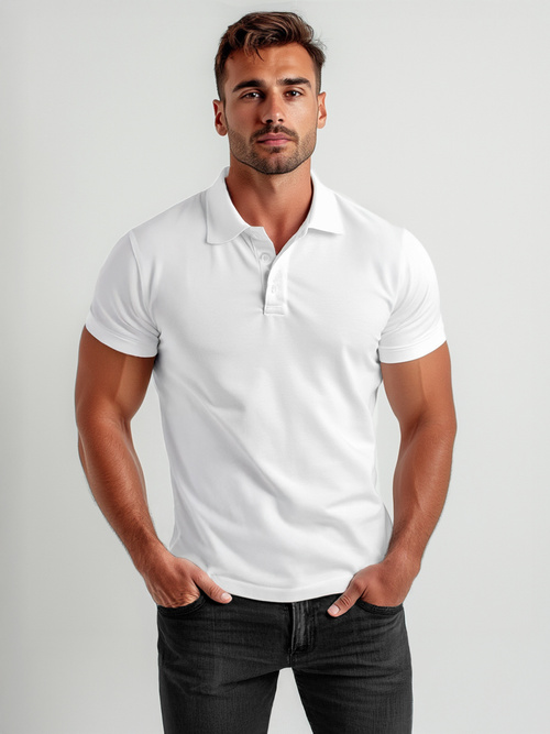 Men's Polo Shirt - White OZONEE JS/8T80/1Z