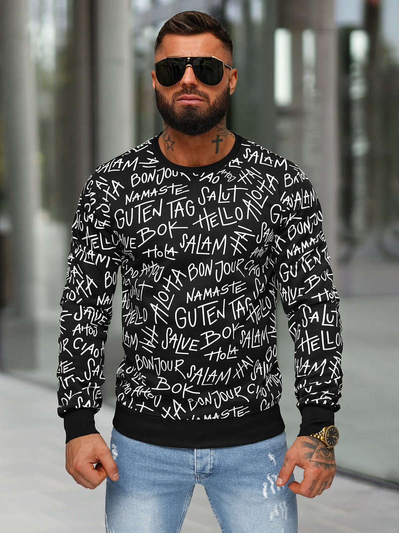 Men's Sweatshirt - Black OZONEE JS/8B1188/3