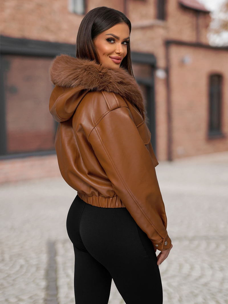 Women's Leather Jacket Brown OZONEE O/G125