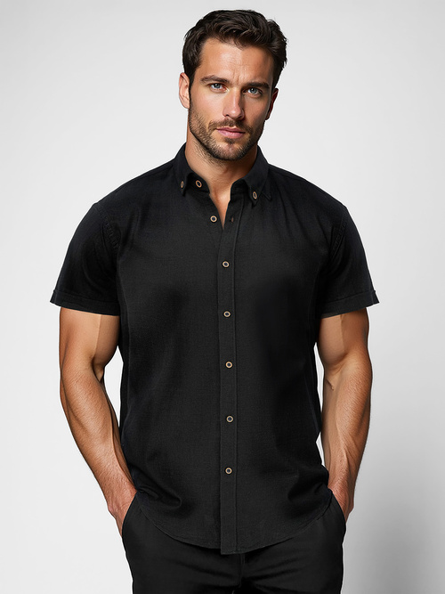 Men's shirt with short sleeves black OZONEE O/V165