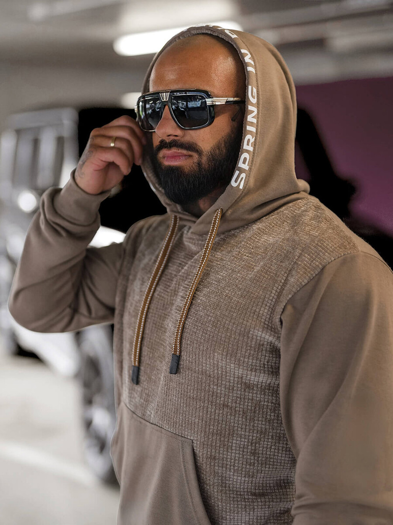 Men's Hoodie - Dark Beige OZONEE O/3C505