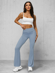 Women's leggings with wide legs - light blue OZONEE JS/17K588/9
