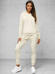 Women's Velour Tracksuit Set - Ecru OZONEE O/8C1175/155Z